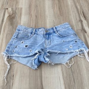 ZARA | Extra Short Distressed Denim Shorts